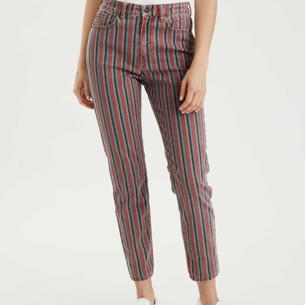 American Eagle striped mom jeans